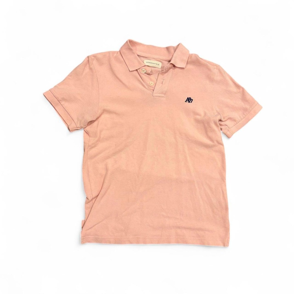 Aeropostale Womens Light Pink Embroidered A87 Logo Polo Shirt Size S